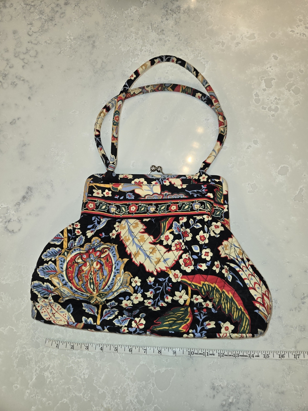Vera Bradley Quilted Floral Frame-Top Shoulder Bag in Black and Multicolor
